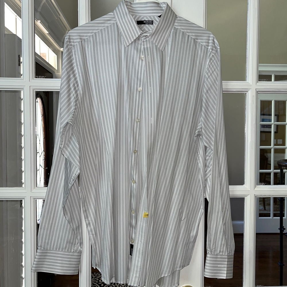Murano Navy Blue Striped Dress Shirt